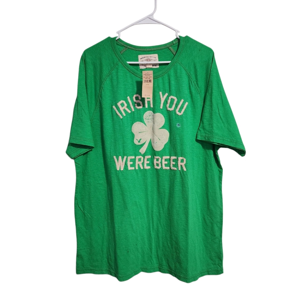 AMERICAN EAGLE VINTAGE Y2K Irish You Were Beer St Patty's Day tee NEW Green XL